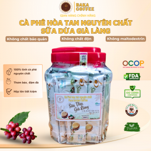 Cà Phê Hòa Tan Nguyên Chất SỮA DỪA GIÀ LÀNG - Hũ