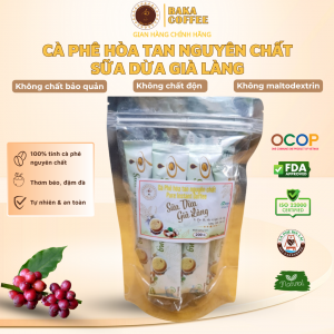 Cà Phê Hòa Tan Nguyên Chất SỮA DỪA GIÀ LÀNG - Bì Zip